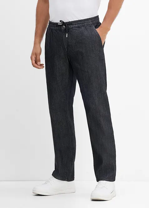 Leichte Regular-Fit Schlupfjeans mit Dehnbund, Straight, bonprix