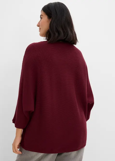 Oversize-Ripp-Pullover aus Viskose-Mix, bonprix