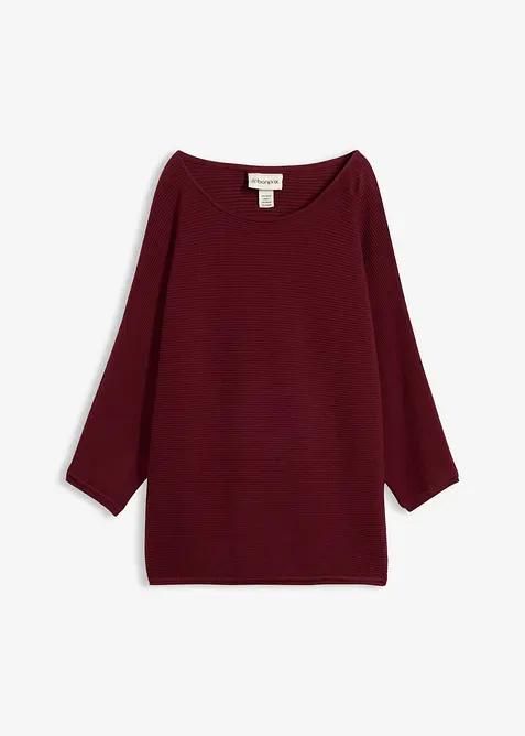 Oversize-Ripp-Pullover aus Viskose-Mix, bonprix
