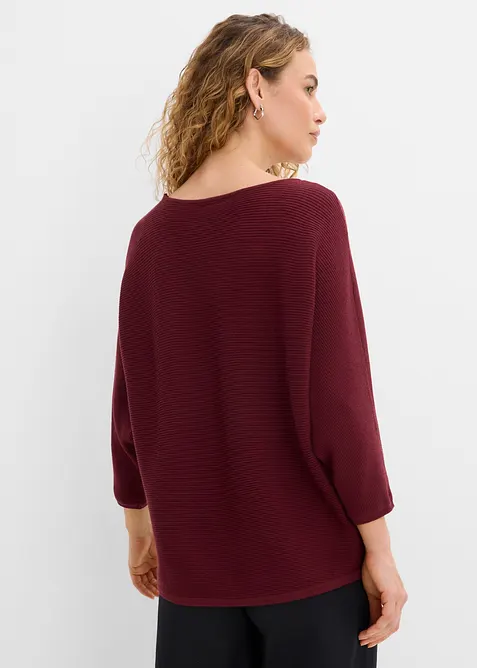 Oversize-Ripp-Pullover aus Viskose-Mix, bonprix