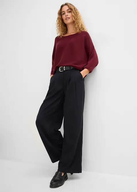 Oversize-Ripp-Pullover aus Viskose-Mix, bonprix