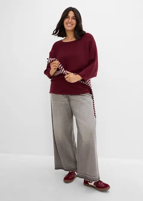 Oversize-Ripp-Pullover aus Viskose-Mix, bonprix