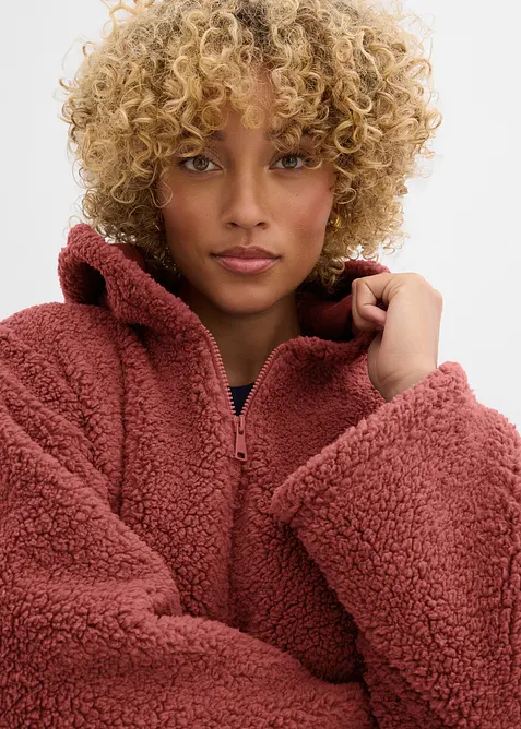 Teddy-Fleece Jacke in A-Linie mit Seitenschlitzen, bonprix