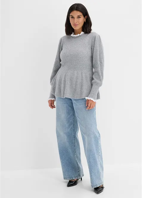 Pull &agrave; empi&egrave;cement chemisier, bonprix
