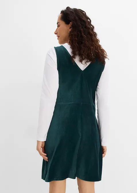 Latzkleid aus elastischem Cord, bonprix