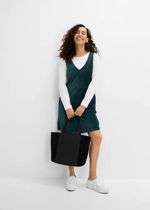 Latzkleid aus elastischem Cord, bonprix