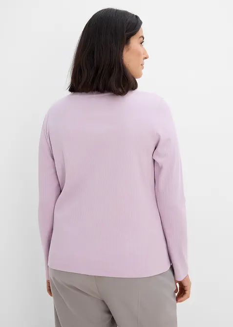 Geripptes Langarmshirt aus reiner Baumwolle, bonprix