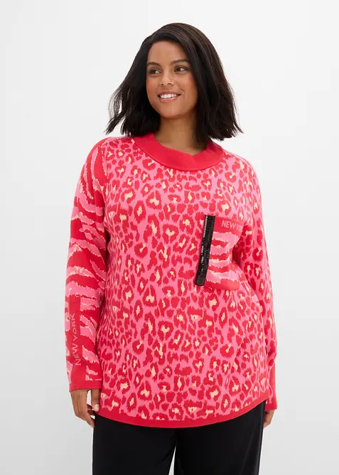 Feinstrickpullover im Animal-Design, bonprix