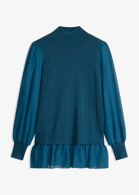 Feinstrickpullover mit Blusen-Einsatz, bonprix