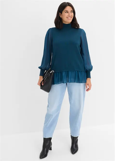 Feinstrickpullover mit Blusen-Einsatz, bonprix