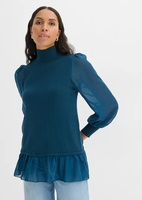 Feinstrickpullover mit Blusen-Einsatz, bonprix