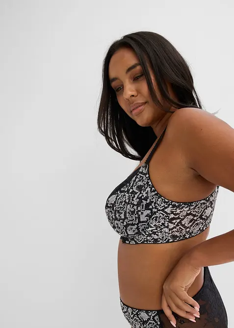 Soutien-gorge &agrave; armatures et mesh imprim&eacute;, bonprix