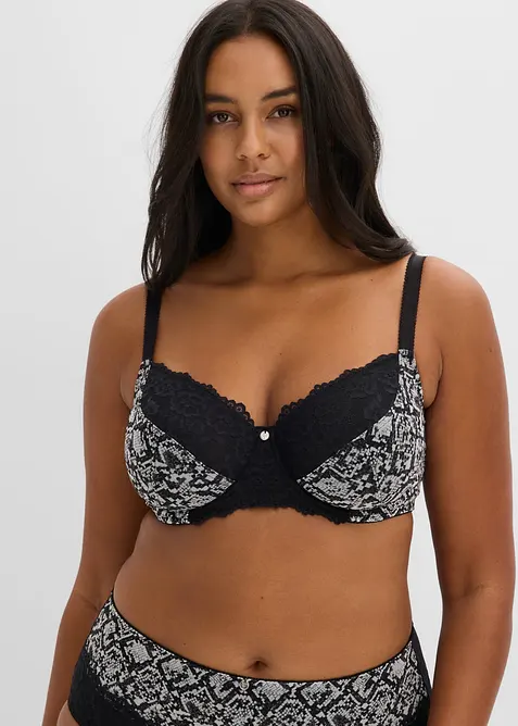Soutien-gorge &agrave; armatures et mesh imprim&eacute;, bonprix