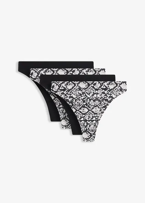 Lot de 4&nbsp;strings sans coutures en polyamide, bonprix