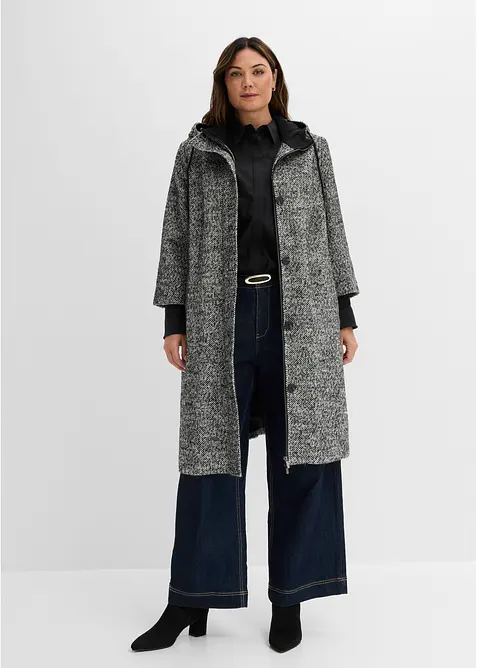 Mantel in Tweedoptik mit Strickstulpen, bonprix