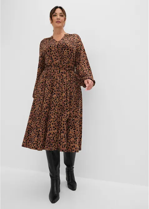 Jerseykleid mit Bindeband (2.tlg-Set) im Leo Look, bonprix