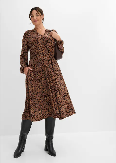 Jerseykleid mit Bindeband (2.tlg-Set) im Leo Look, bonprix