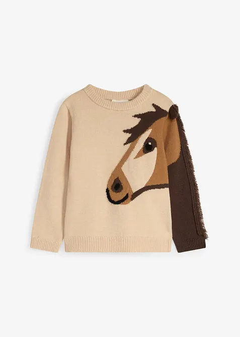 Pull en grosse maille &agrave; motif cheval, bonprix