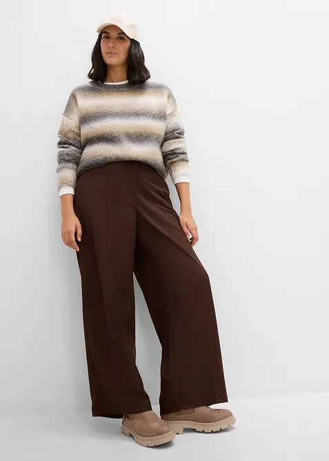 Pantalon large &agrave; pinces, taille &eacute;lastiqu&eacute;e, bonprix