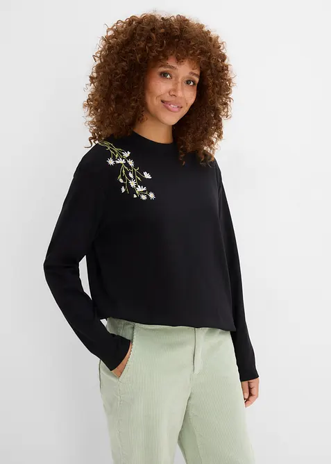 T-shirt manches longues en coton m&eacute;lang&eacute; &eacute;pais, bonprix
