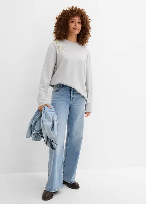 Langarmshirt mit schwerer Bio-Baumwolle, bonprix