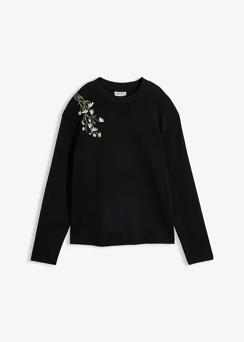 T-shirt manches longues en coton m&eacute;lang&eacute; &eacute;pais, bonprix
