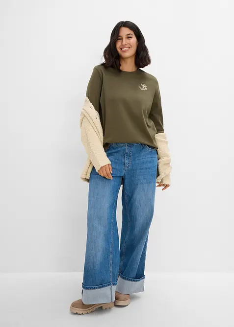 T-shirt manches longues en coton &eacute;pais, bonprix