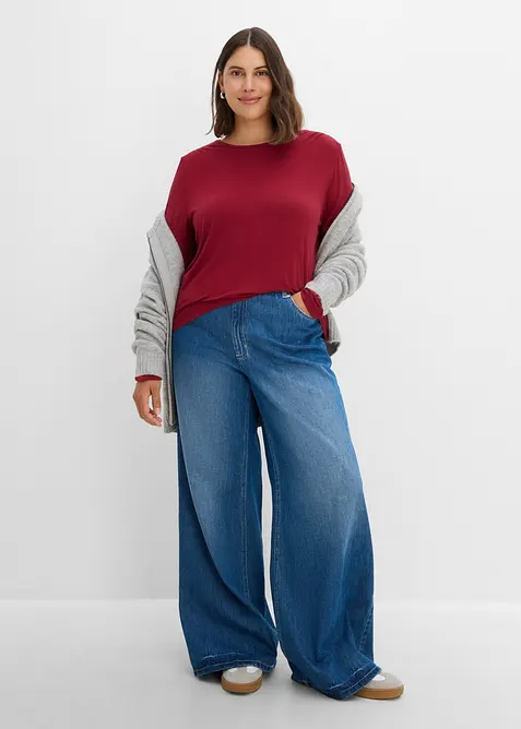 T-shirt manches longues en viscose extensible, bonprix