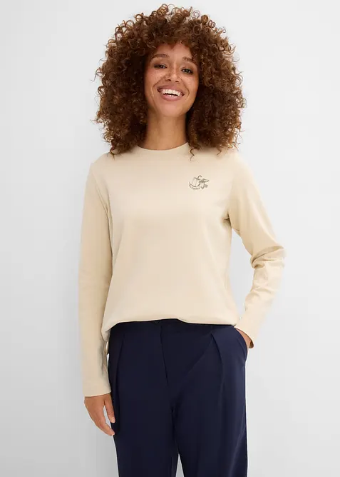 Langarmshirt aus schwerer Bio-Baumwolle, bonprix