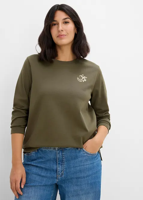 T-shirt manches longues en coton &eacute;pais, bonprix