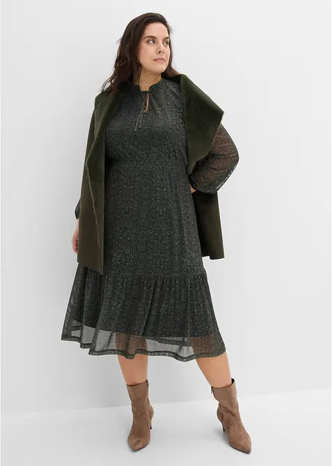 Jerseykleid aus feinem Mesh, bonprix