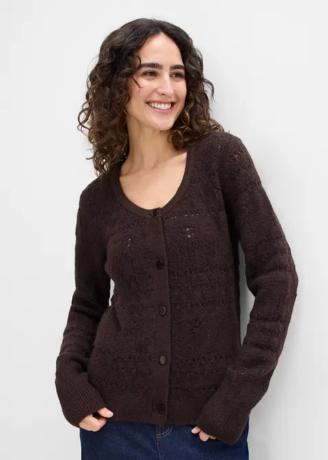 Gilet en maille ajour&eacute;e, bonprix