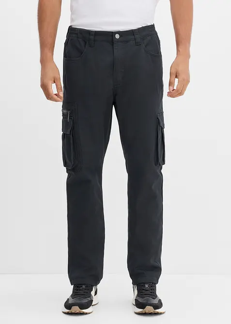 Pantalon cargo extensible &agrave; taille &eacute;lastiqu&eacute;e, coupe droite classique, bonprix