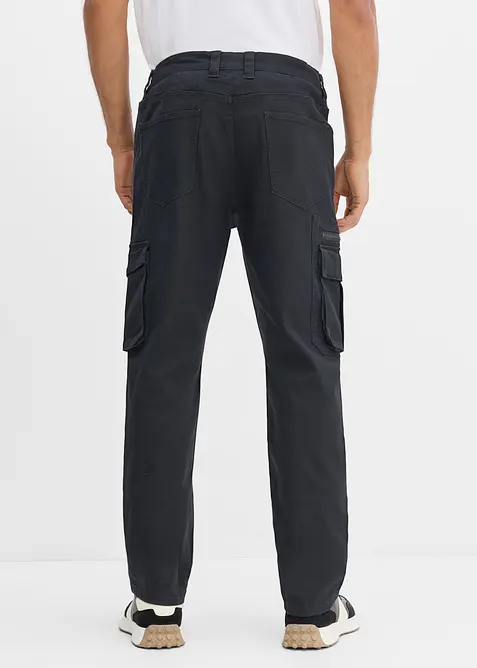 Pantalon cargo extensible &agrave; taille &eacute;lastiqu&eacute;e, coupe droite classique, bonprix