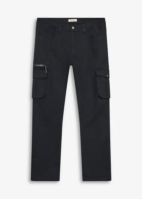 Pantalon cargo extensible &agrave; taille &eacute;lastiqu&eacute;e, coupe droite classique, bonprix