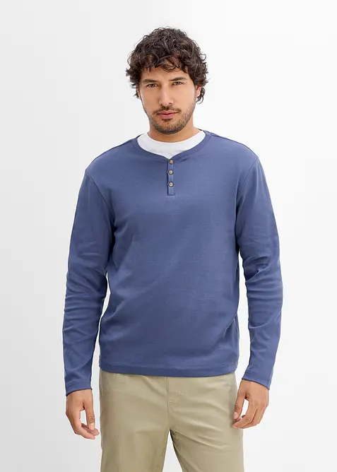 Lot de 2&nbsp;T-shirts c&ocirc;tel&eacute;s &agrave; col tunisien et manches longues, bonprix