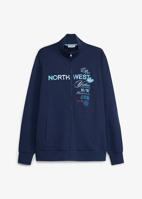 Sweat zipp&eacute; &agrave; col montant 100% coton, bonprix