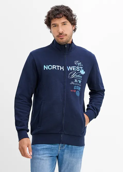 Sweat zipp&eacute; &agrave; col montant 100% coton, bonprix