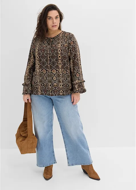 Blouse longue en viscose m&eacute;lang&eacute;e, bonprix