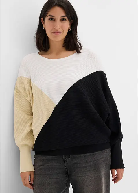 Pull en fine maille &agrave; manches chauve-souris, bonprix