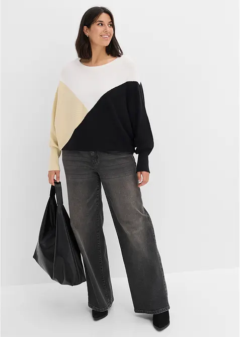 Pull en fine maille &agrave; manches chauve-souris, bonprix