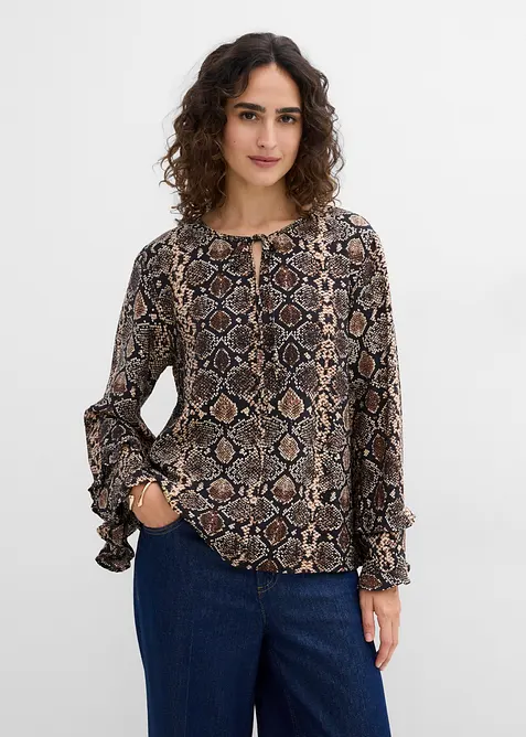 Blouse longue en viscose m&eacute;lang&eacute;e, bonprix