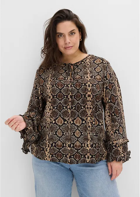 Blouse longue en viscose m&eacute;lang&eacute;e, bonprix
