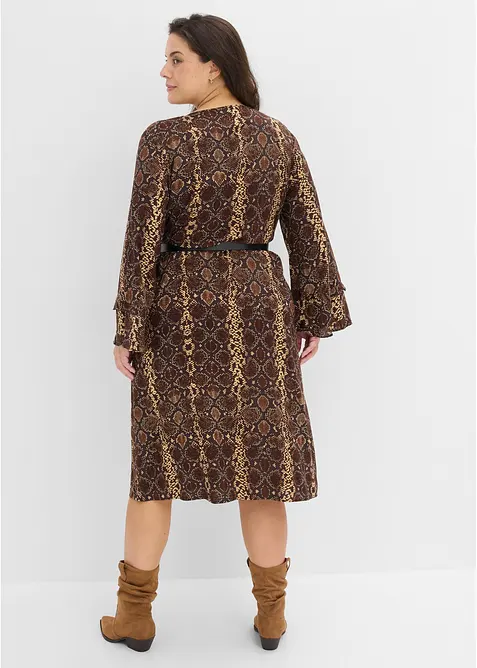 Midikleid mit G&uuml;rtel aus feinem Viskose-Mix, bonprix