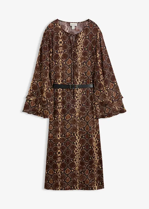 Midikleid mit G&uuml;rtel aus feinem Viskose-Mix, bonprix