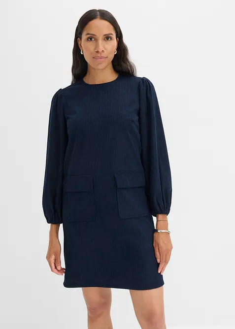Robe en velours c&ocirc;tel&eacute; avec poches, bonprix