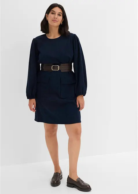 Robe en velours c&ocirc;tel&eacute; avec poches, bonprix