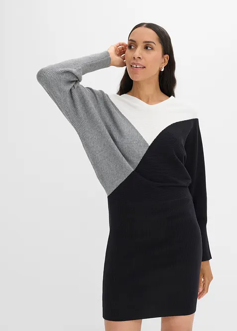 Robe en maille &agrave; manches chauve-souris, bonprix