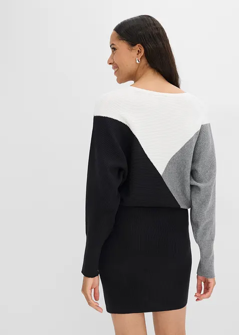 Robe en maille &agrave; manches chauve-souris, bonprix
