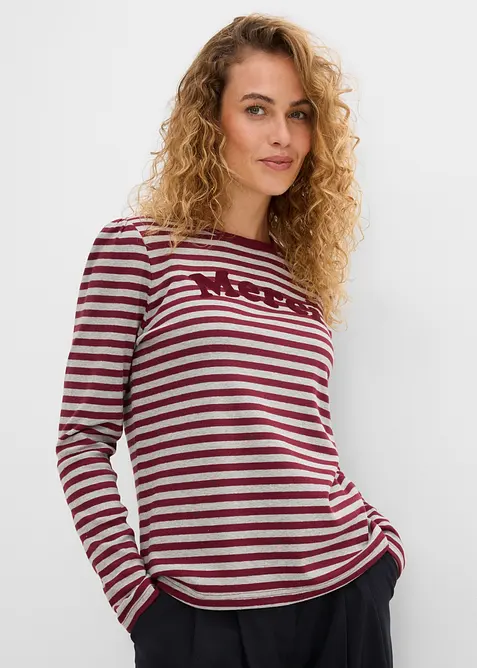 T-shirt manches longues en coton m&eacute;lang&eacute; &eacute;pais, bonprix